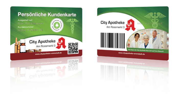 Kundenkarte mit QR-Code und Barcode