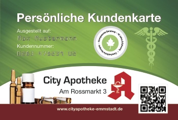 Kundenkarte einer Apotheke mit QR-Code.