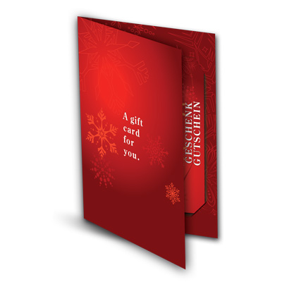 Weihnachtsgutschein mit Kartenhülle in rot