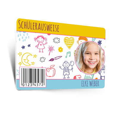 Schülerausweise mit Foto, Name und Barcode